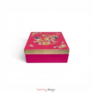 Hộp sơn mài họa tiết Sắc Xuân 15x15x6 cm